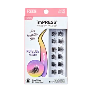 Impress Falsies Self Adhesive Eyelashes, 12 Lash Clusters + Applicator – Lavish