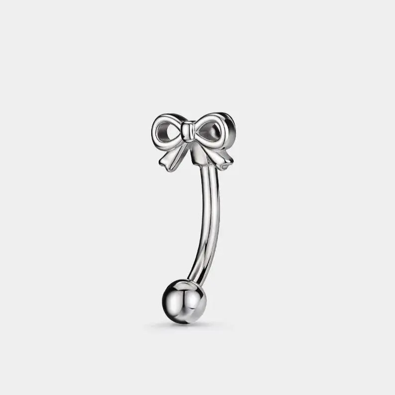 OUFER 16G Body-Safe Dainty Non-Tarnish 316L Stainless Steel Hypoallergenic Bow Vertical Labret Lip Ring, Elegance-Focused Body Jewelry for Eyebrow, Rook Piercings & Daily Wear, Body-Safe Piercing Jewelry