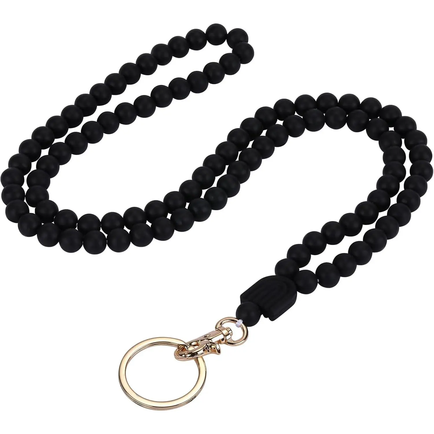 Rainbow Beaded Silicone Lanyard for Teachers, Durable ID Badge Holder with Breakaway Clasp and Stainless Steel Swivel Hook, Gift for Sisters & Doctors, Unisex