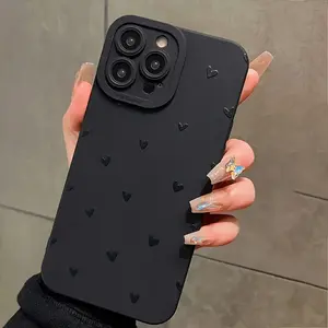 Heart Pattern Shockproof Protective Phone Case Cover for iPhone 15 Series, Minimalist Design, Perfect Gift for Family & Girlfriend