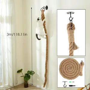 [Summervibes]Wall Mounted Cat Climbing Rope 3m Scratching Post with 300cm[petlovers]Jute Rope for Indoor Cats Minimalist Cat Tree & Toys Contemporary Wood Design Vertical Scratcher Home