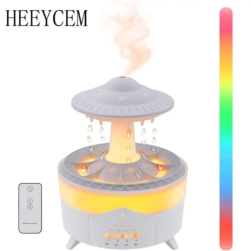 HEEYCEM Rain Design Humidifier, Water Drip Aroma Essential Oil Diffuser, Wood Grain Aromatherapy Humidifier for Bedroom Sleeping Relaxing Home, Office, Room