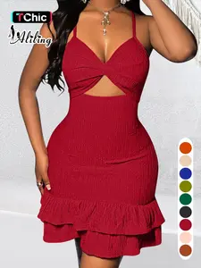 Aliling Christmas Dresses Elegant Sexy Backless Midi Dress, Slim-Fitting Sleeveless Party Dress, All-Seasons Wearable Women's Fashion Apparel