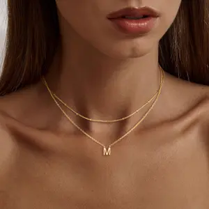 Tewiky Gold Double Layer Necklace – 38cm Satellite Chain & 40cm Initial Z Necklace For Christmas gifts