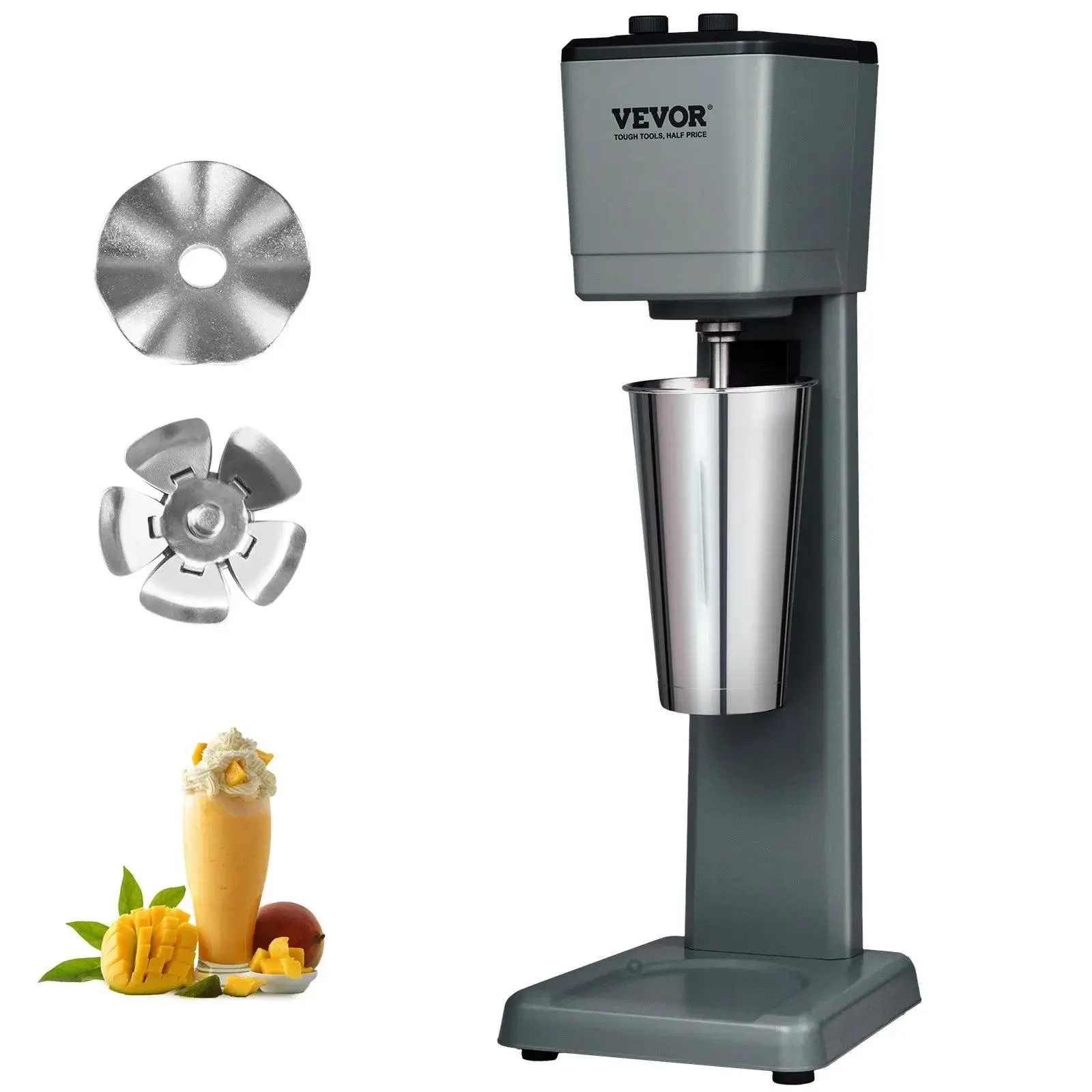 【summerfinds】VEVOR Milkshake Maker Machine, 375W Commercial Milk Shake Maker Mixer, Single Head Drink Mixer Blender Machine, 3-Speed Milkshake Blender with 27.7oz Stainless Steel Cup for Commercial, Household Appliances, Countertop Stand Mixers