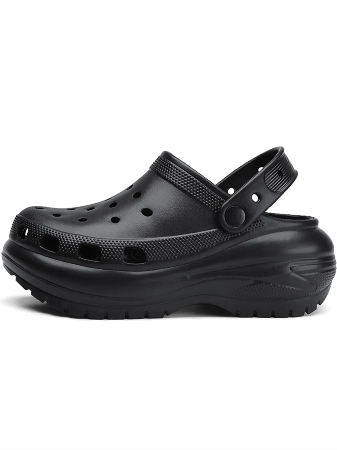 Women's Black Color Platform Slides, Casual Comfortable Home Slippers, Eva Beach Slippers, Non-slip Soft Slipper Shoes for Indoor & Outdoor Wear, House Slides, Footwear