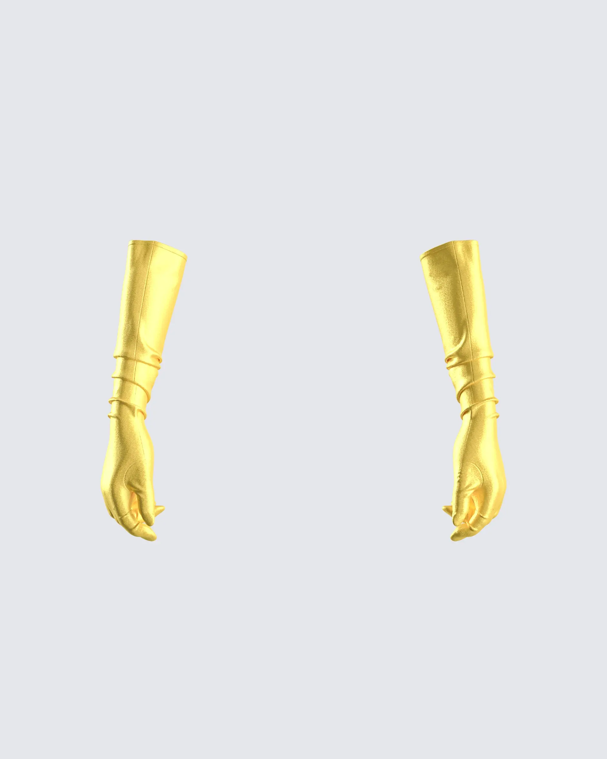 Surya Long Opera Yellow Glossy Satin Gloves, Old Hollywood Style, Ruched Cuffs for Galas-Costume Events, Polyester Blend, Glamorous