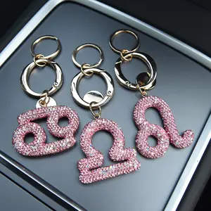 12 Constellation keychain Horoscope Charms Key Ring 12 Constellation Astrology Key Chain for Women Birthday Jewelry,Gifts for Astrology Lovers Keychain, Good Luck Constellation Leather Bag Charms,