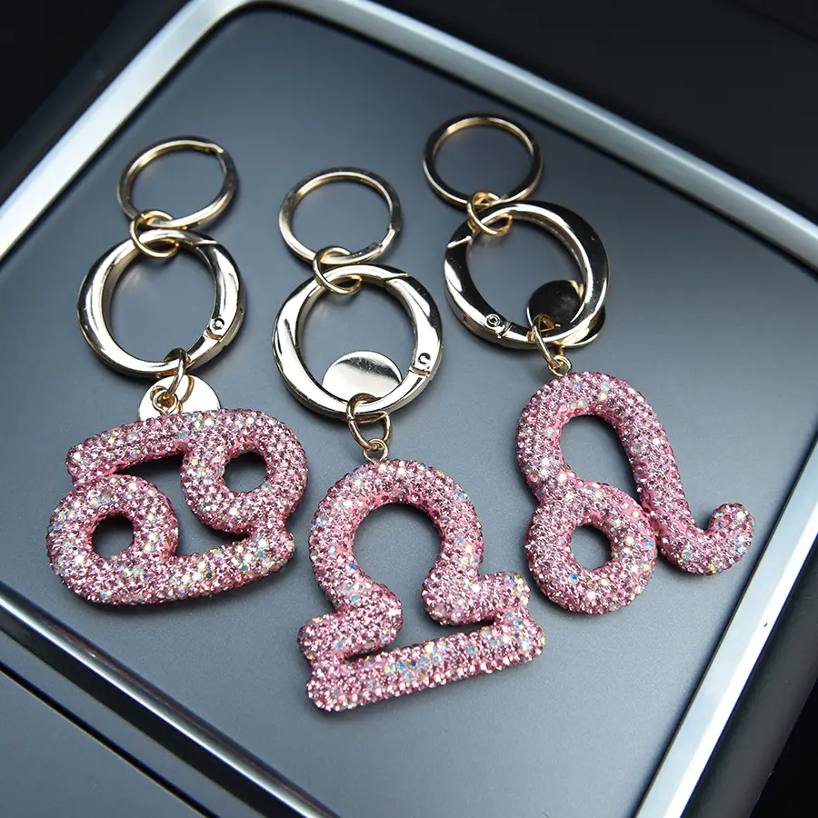 12 Constellation keychain Horoscope Charms Key Ring 12 Constellation Astrology Key Chain for Women Birthday Jewelry,Gifts for Astrology Lovers Keychain, Good Luck Constellation Leather Bag Charms,