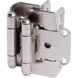 50 Pack 1/2" Overlay Brushed Nickel Cabinet Hinges for Cabinet Doors (25 Pairs) – Self-Closing Semi-Wrap Face Frame Hinges for Cupboard & Doors w/Screws & Quiet Bumpers