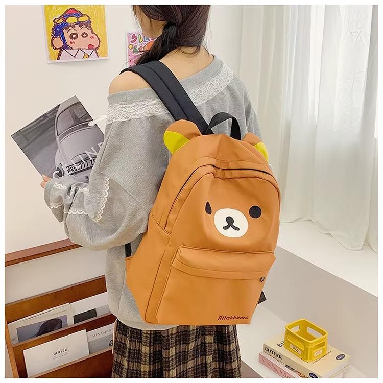 Hot Cute Bear Rilakkumas Backpack Large Capacity Anime Cartoon Backpack Stylish Student School Bag Nylon Shoulder Bags Schoolbag