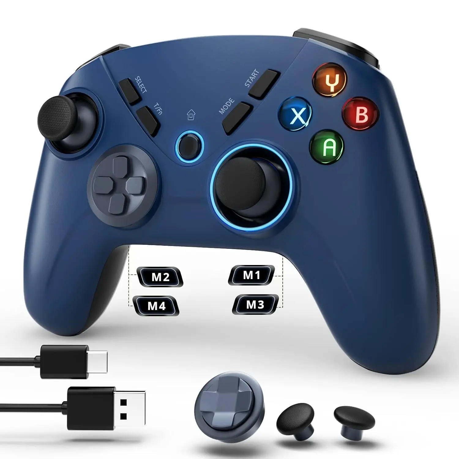 Multi-Platform PC ,  Gaming Controller, Compatible with Windows, iPad, Steam, Luna, Laptop, Tablet, and Smart TV, with Double Shock, Macro Keys, Turbo Button, LED Backlight
