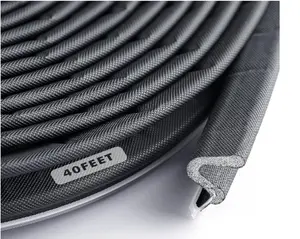 Door Weather Stripping Soundproof Door Seal Strip V-Shaped Q Foam Kerf Weather Stripping Door Frame Weather Stripping for Windows Card Slot Installation Seals Large(Black, 40 Feet)