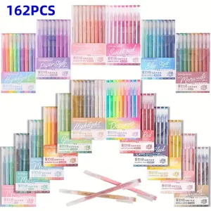 162/207 Colors Colored Pen Set, 162pcs/set Drawing Graffiti Highlighter Pen, Colorful Drawing Graffiti Hand Account Writing Marking Pen, Art Markers Pen