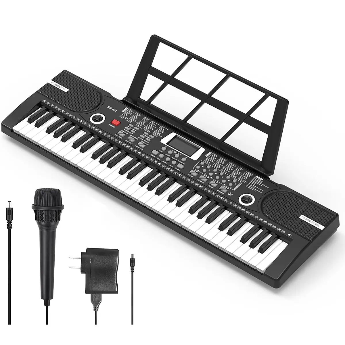 61-Key Portable Lighted Electronic Keyboard for Beginners - Multifunction Digital Piano Organ for Music Learning, with Microphone, Sheet Music Stand, Recording Playback, Demo, Volume Delay, Vibration, Programming Functions, 1 Month, 29.5 X 8.7 X 2.3 Inche