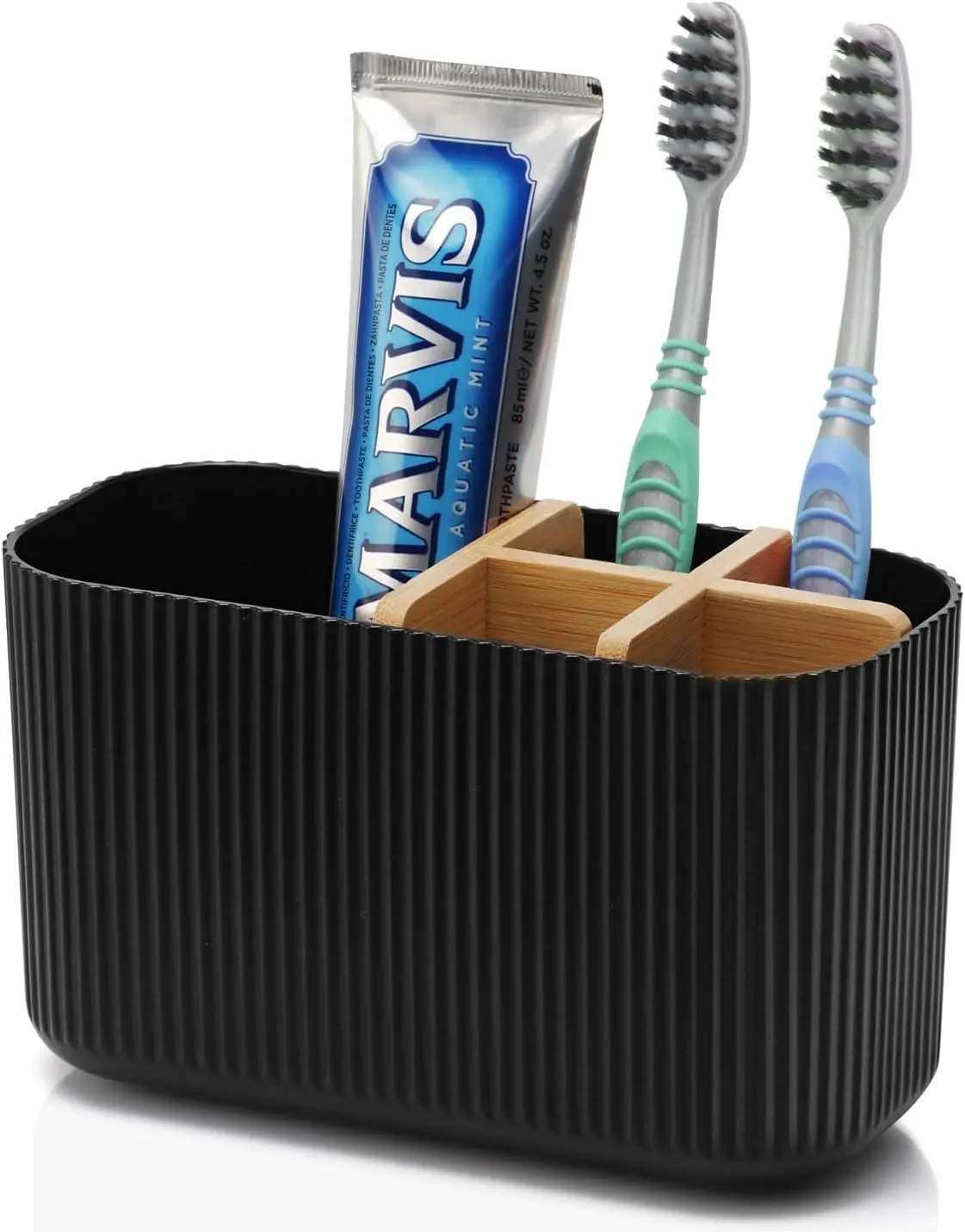Black Toothbrush Holder - Bamboo Toothbrush Holders for Bathrooms Electric Toothbrush Holder Organizer Kids Toothbrush Holders for Bathrooms Countertop