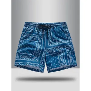 Men's All Over Paisley Print Pocket Shorts, Casual Comfy Quick Drying Shorts for Summer, Essential Shorts, Fashion Men's Bottoms for Beach Vacation, Clothes, Outdoor Shorts, Printed Shorts, Casual Sports Shorts, Menswear, Casual Athleisure Shorts