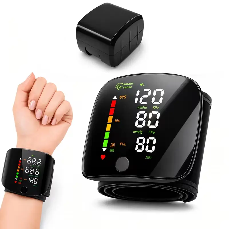 Portable Wrist Blood Pressure Monitor - Digital Health Monitor, Touchscreen Cuff, ABS Material, Compact Design, Carrying Case Included, Home BP Machine for Home Health Care, Blood Pressure Machine