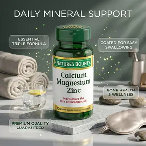 Calcium Magnesium & Zinc Caplets, Immune & Bone Health, Daily Supplement, 1000mg Calcium, 400mg Magnesium, 600 IU Vitamin D, Gluten Free, 100 Caplets