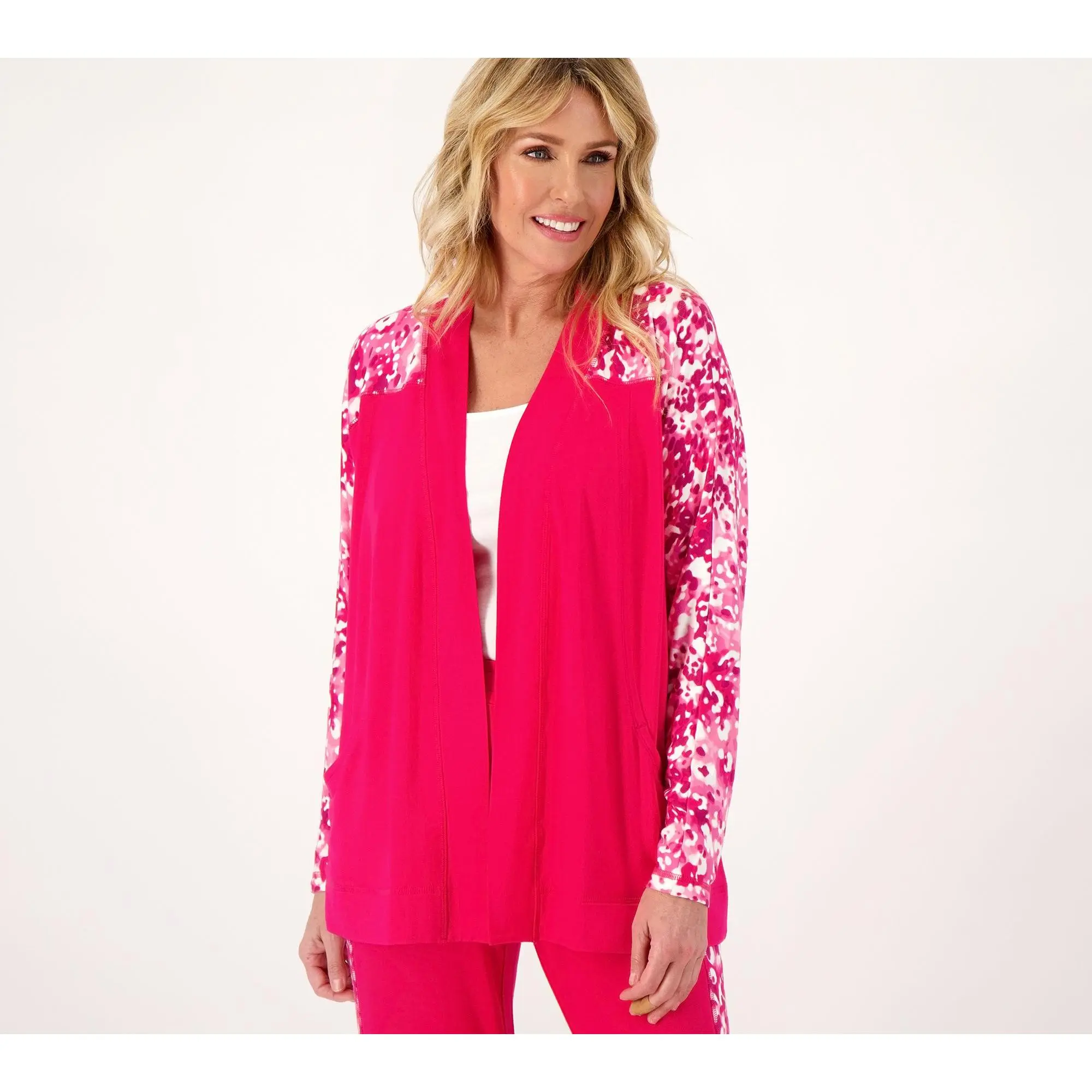 Isaac Mizrahi Live! Soho Baby French Terry Open Front Cardigan