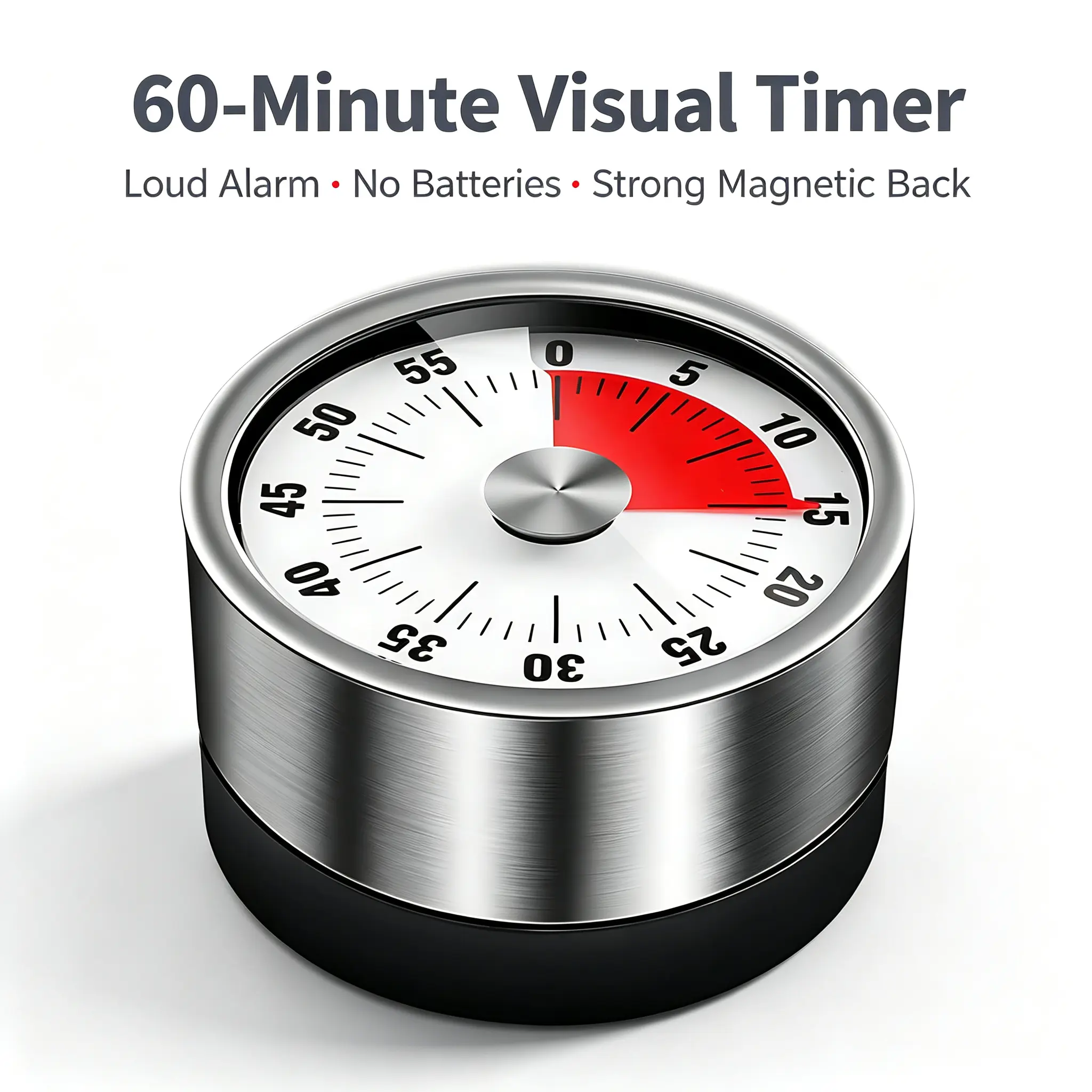 Magnetic Mechanical Visual Kitchen Timer, Wind Up Countdown Alarm Clock for Cooking Baking Studying & Daily Time Management