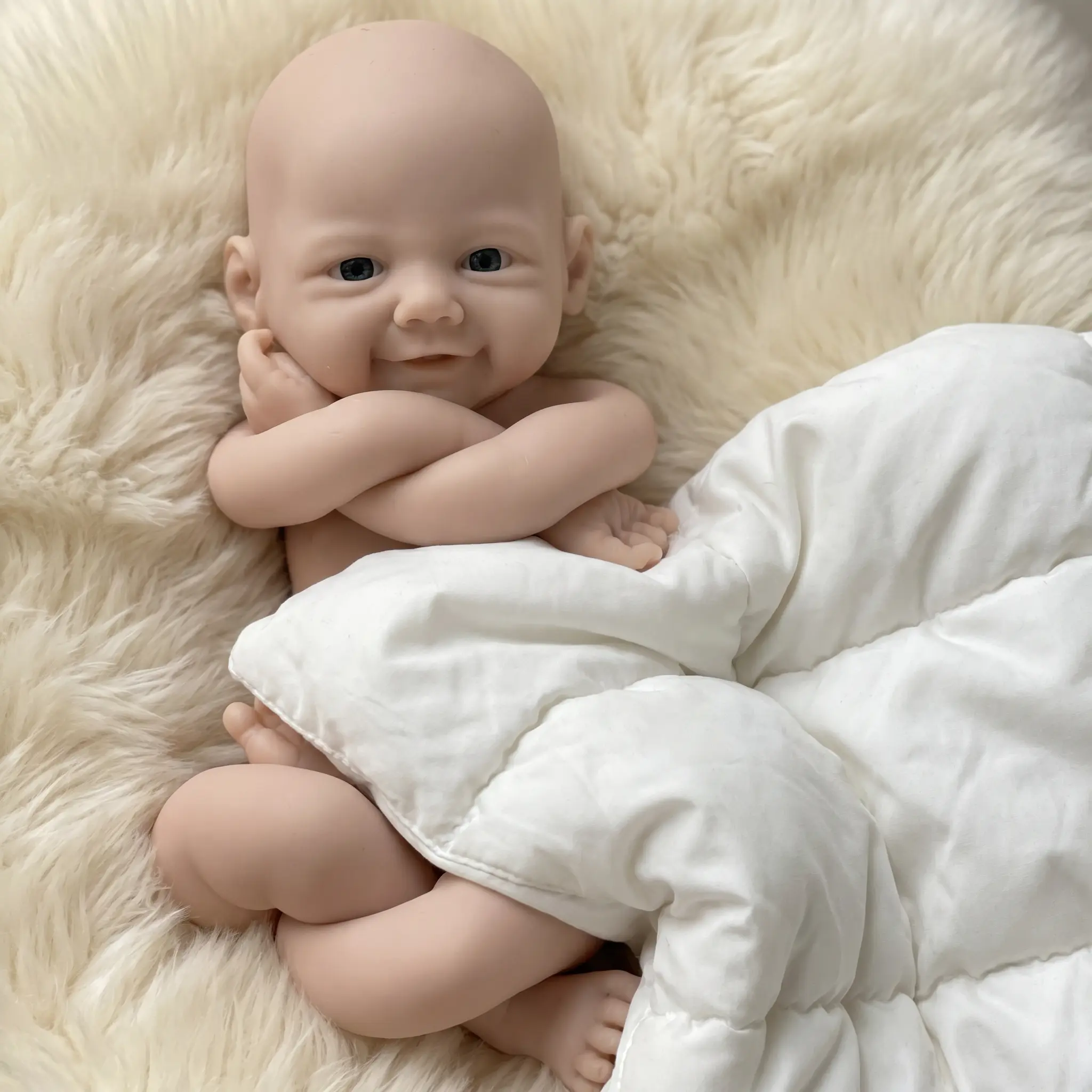 13-Inch BPA-Free Soft Silicone Reborn Newborn Baby Doll Girl, Handcrafted Realistic Artist-Drawn Soothing Doll with Cute Smile, Anxiety Relief, Cuddly Children Development Gift, Home Decor Toy