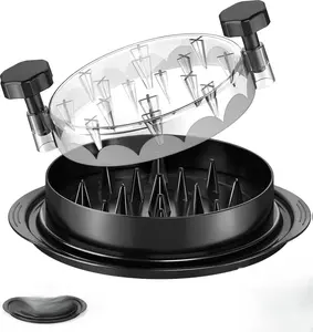 [New Deal] Chicken Shredder 8 Inches, Chicken Breast Shredder Tool, Cooked Meat Shredder With Clear Lid, Ergonomic Design, Auti-slip, Easy To Clean, Chicken Shredder Tool Twist, Chicken Grinder machine (Black) Kitchen Utensils, Stainless Steel