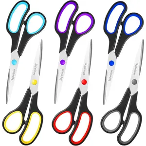 Scissors Set of 6-Pack, 8" Scissors All Purpose Comfort-Grip Handles, Sharp Scissor for Office Home School Craft Sewing Fabric Supplies, High/Middle School Student Teacher, Right/Left Hand