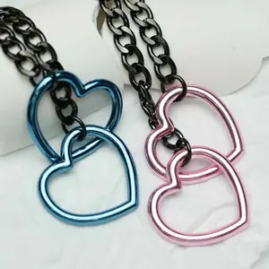 GGIRL Bold Sainless Steel Heart O-ring Slip Chain Necklace For Women Multipel-Color Handmade Punk Gothic Cuban Necklace Party Jewelry Adjustable Lariat Y-Necklace,Durable Personalized Jewellery Gift