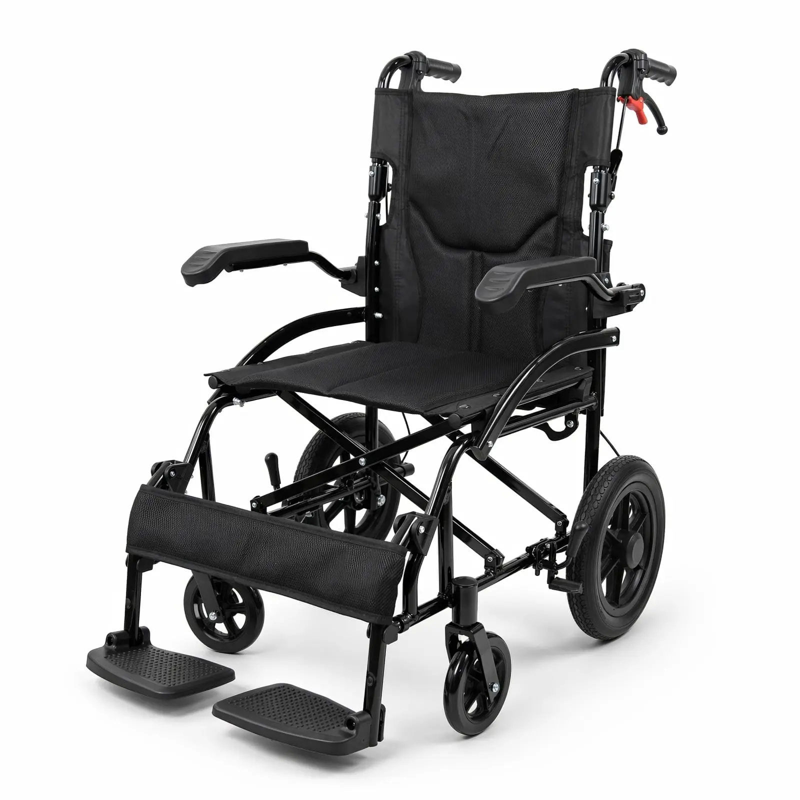 Lightweight Folding Wheelchair with Flip-Up Armrests & Leg Rests for Easy Transfer, Aluminum Transport Wheelchair with Auto-Lock Brakes & 12" Rear Wheels, Compact Foldable Travel Wheel Chair for Adults Seniors