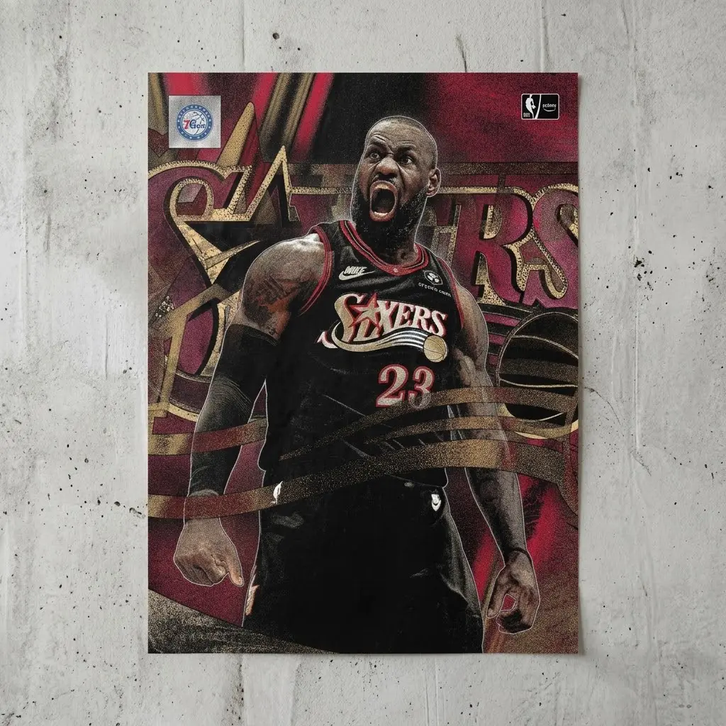 LeBron James 23 Philadelphia 76ers NBA Poster - No Frame