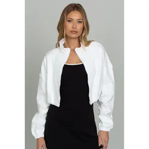 White Cinched Zip-Up Jacket