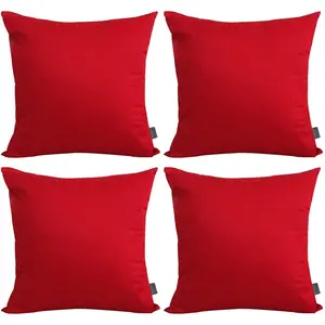 Thmyo 4-Pack 100% Cotton Comfortable Solid Decorative Throw Pillow Case Square Cushion Cover Pillowcase Sublimation Blank Christmas DIY Throw Pillow Covers for Couch Sofa(18X18 Inch/ 45X45Cm,Red) Thmyo
