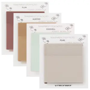 Pastel Transparent Sticky Notes, 4 Packs 3X3 Inch See Through Annotating Sticky Notes for Annotating, Bible Journaling Supplies, Office School Supplies