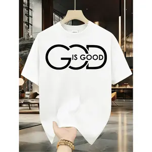 COD GOD IS GOOD Christian Faith Men's T-shirt, inspirational religious pattern shirt, thick and durable print, fade-resistant and breathable, wrinkle-resistant short-sleeve fun pattern T-shirt, a perfect gift for birthdays, holidays, or everyday wear