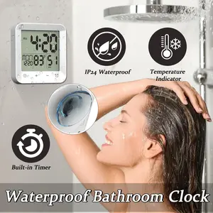2025 New Wall Clock  Smart Digital LCD Shower Clock, Waterproof Temperature Countdown Display, Bathroom Clock with Touch Control