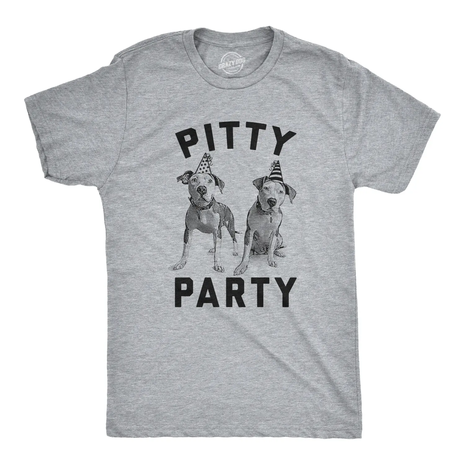 Mens Pitty Party T Shirt Cute Pitbull Dog Tee Gift for Pet Owner Mens Funny T Shirts Cool Vintage Fashion T-Shirt Gift Classic Menswear Funny Dog Short Sleeve Novelty Tees for Guys Light Grey