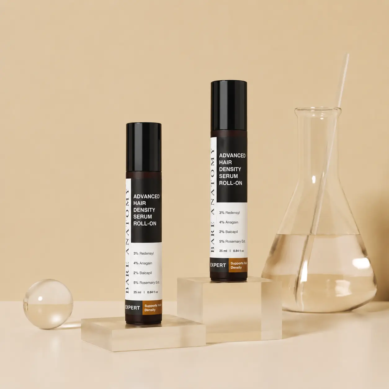 Advanced Hair Density Serum Roll-On with Redensyl, Rosemary, Rice Water -25 ml-Pack of 2