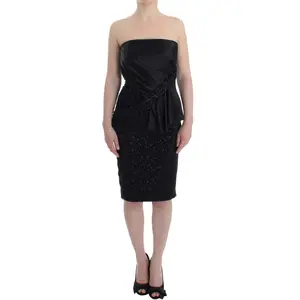 Masha Ma Black Strapless Embellished Pencil Dress