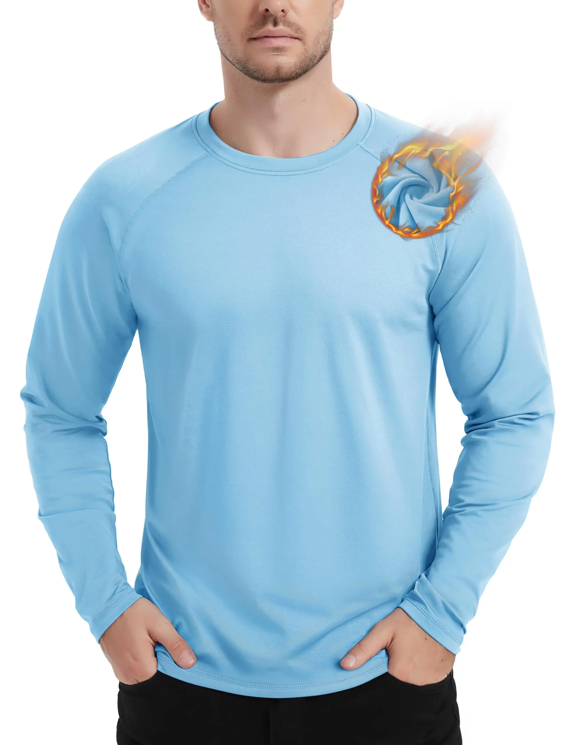 Men's Thermal Shirts Long Sleeve Warm Fleece Lined Base Layer | Thermal Underwear Top,Winter Warm,Cold Weather,Athletic Running,Lightweight Undershirt,4 Way Stretch,Long Sleeve