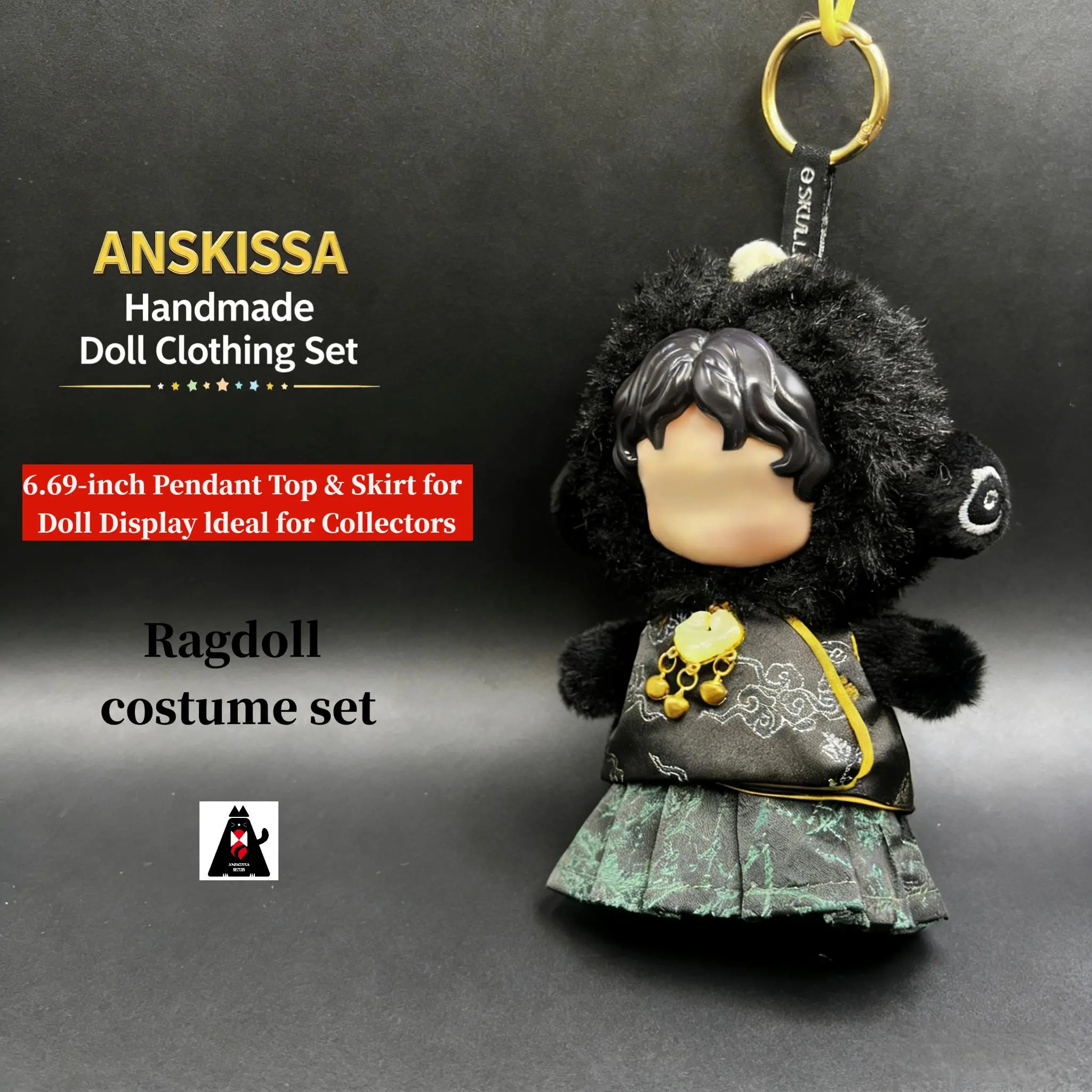 Handcrafted Doll Set of 2 Pieces 6-inch to 6.69-inch Pendant Top & Skirt for Doll Display Ideal for Collectors Clothes Set with Accessories Kuromi Fashion Doll Outfits and Sweater Doll Set Hat Crochet Doll Outfit Set