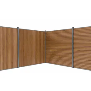 Teak Heavy-Duty Slat Composite Fence Panels Modern Privacy Outdoor Fencing System | Durable Weatherproof Wood-Look Garden & Backyard Fence Panels for USA Homes
