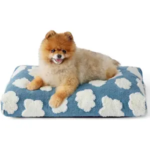 Dog Beds Large Sized Dog Thick Shredded Chopped Foam Pet Bed Dog Bed Indoor With Removable Cover Cute Modern Fuzzy Plush  Anti Slip Bottom