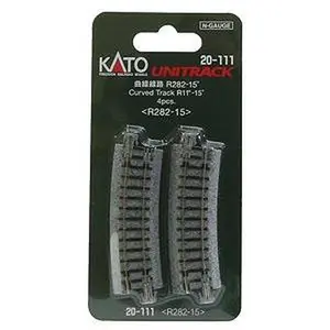 Kato 20-111 N Unitrack 11" (282mm) Radius Curve 15 Degree (4 Pieces)