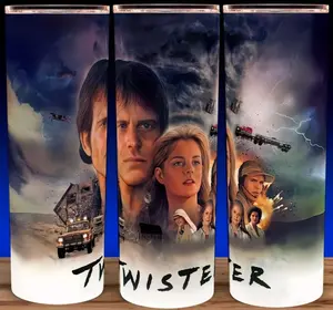 Twister 90s Tornado Action Movie Cup Mug Tumbler 20oz Stainless Steel Durable with Slide Closure, Ideal for Hot & Cold Beverages