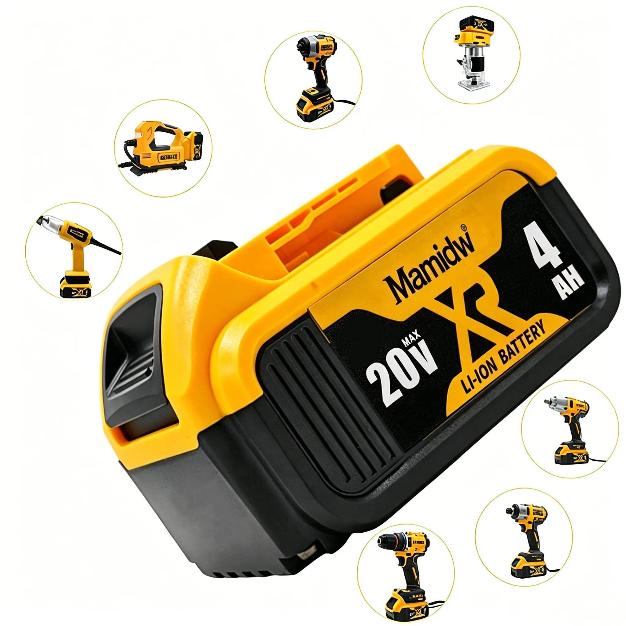 20V Lithium Battery Replacement for Cordless Power Tools - 4 Ah Capacity, Lithium Cells, Battery Level Indicator for Power Tool Users