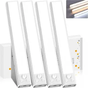 2-pack Motion Sensor Cabinet Lights, 3 Color Temperature Wireless USB Rechargeable Nightlights, Indoor Closet Lights, Magnetic Surface-Adhesive Lights for Kitchen Cabinets, Closets, Countertops, and Stairs