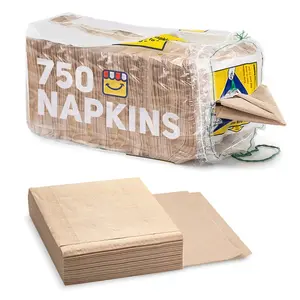 (750-Pack) Brown Napkins - Bulk Unbleached, Natural & Rustic Kraft Paper Napkins - Eco-Conscious Disposable Kitchen Tissue Supplies for Home, Parties, Restaurant, BBQ - 12x12” Unfolded