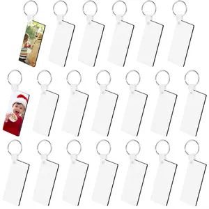 Sublimation Keychain Blanks Bulk - 20Pcs Sublimation Blanks Keychain with Protective Film - MDF long Keychain with ring - Heat Transfer Keychain Blanks Double Sided DIY