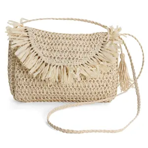 Straw Crossbody Bag - Straw Purse - Straw Bag - Ashley - Natural